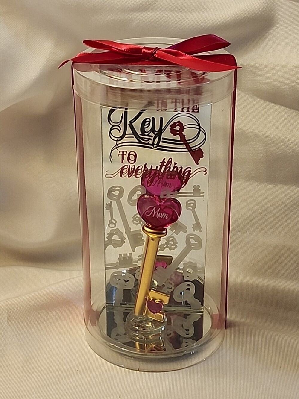 Family Is Key To Everything Mom Heart Key Novelty Glass Mirror Table Top Decor